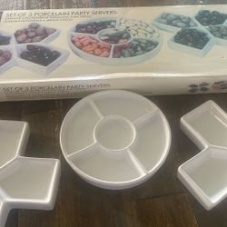 Set Of 3 Porcelain Party Servers  New $5 Dollars
