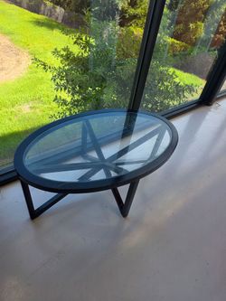 Round Glass Top Coffee Table Black Frame