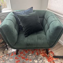 Large Green Velvet Armchair 