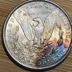 🌈BEAUTIFUL 1890 UNCIRCULATED BAG TONED MORGAN SILVER DOLLAR! WOW!🌈