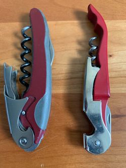 2 Red Silver Multifunctional Waiter's Friend Corkscrews Bottle Openers Set