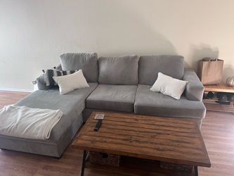 Living Spaces Gray Sectional Sofa with Chaise Lounge – $400 OBO