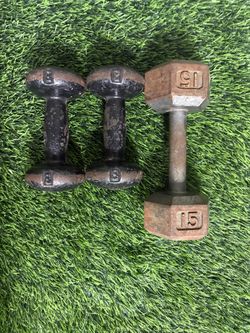 Cast Iron Dumbbell Set - (2) 8lb and (1) 15lb