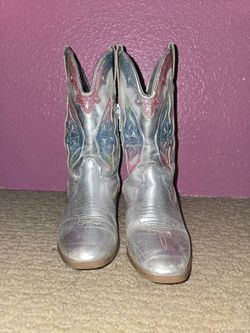 Girls Cowgirl boots, silver, size 12