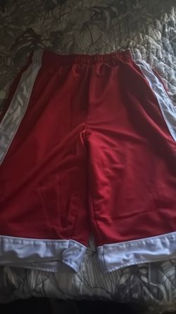 Red and white pro club shorts