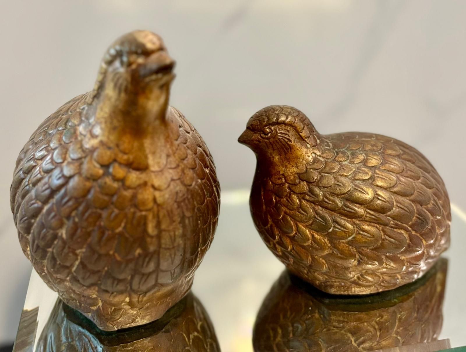 Cast bronze statue set of pheasants. Solid and heavy.
