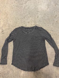 Striped Black & White Long-Sleeve Crewneck Tee by Seriously Soft