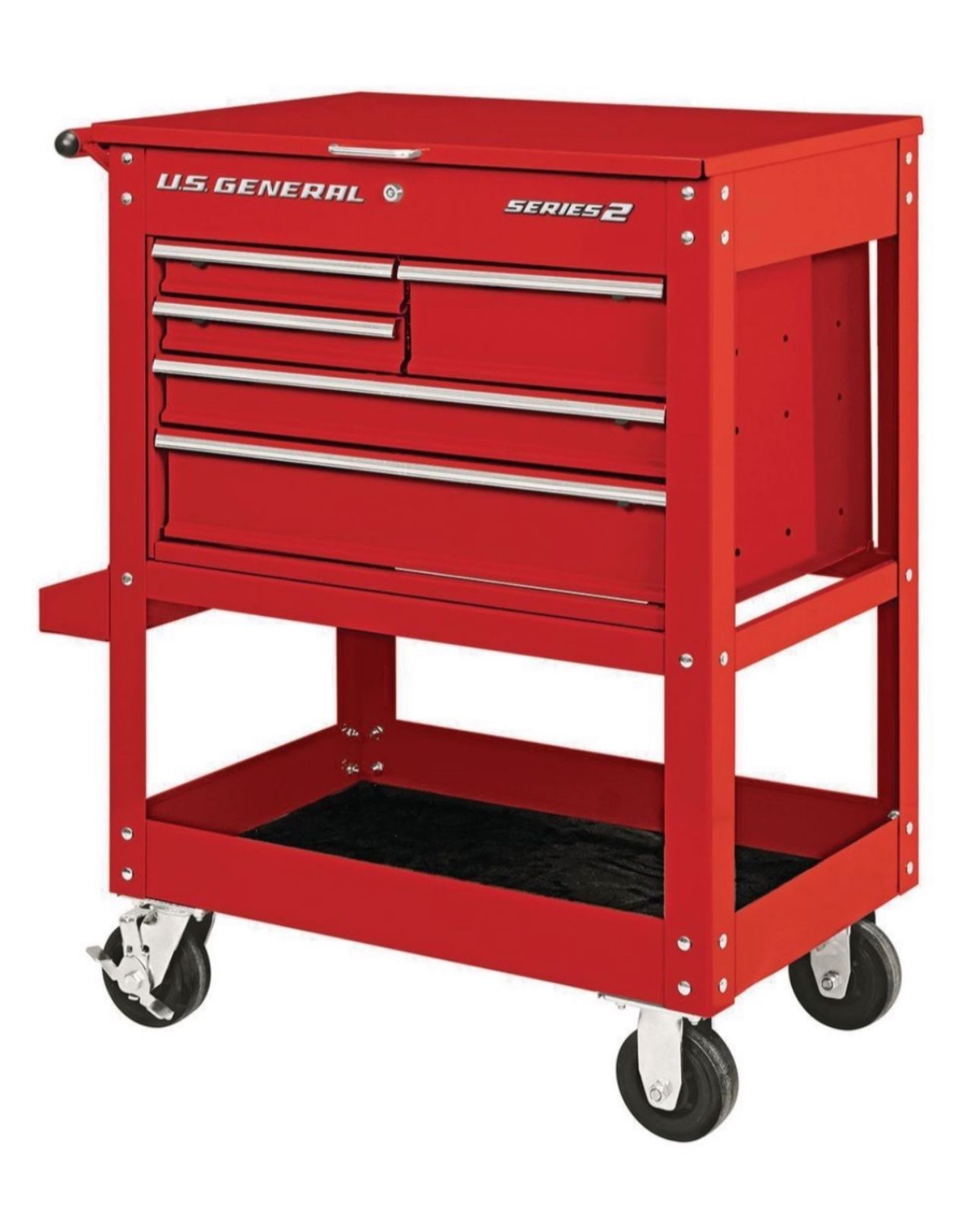 U.S. GENERAL 30 in. 5 Drawer Mechanics Cart, Red