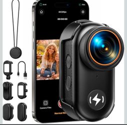 4K Body Camera Thumb Size Mini Action With 64GB Magnetic Mount Wearable