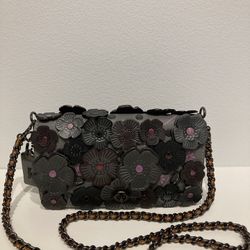 Coach Tea Rose Appl Dinky Heather Grey Color 