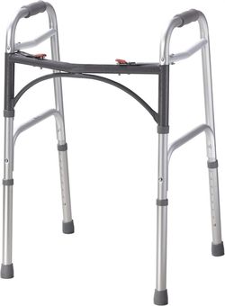 Healthline Folding SteelFrame Walker with Adjustable Height