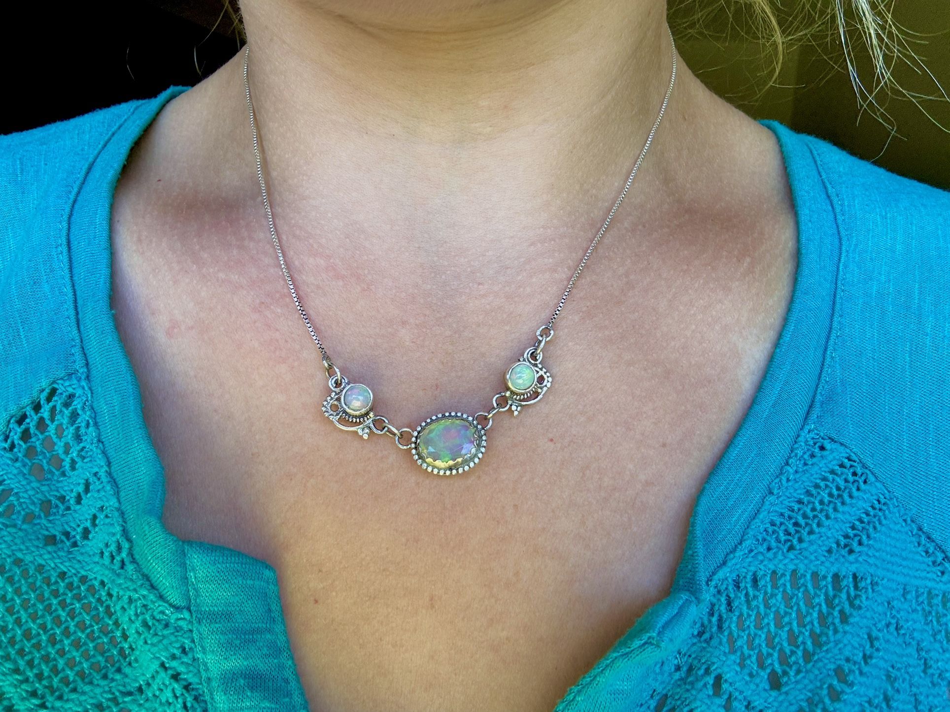 Opal Silver Necklace
