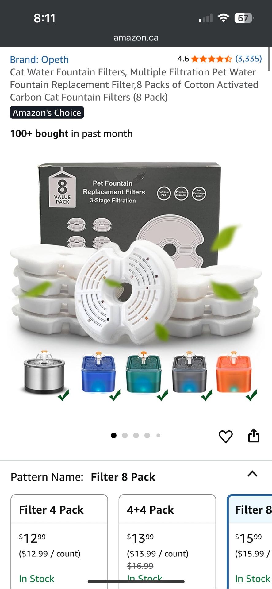 4 Pack Of Pet Water Fountain Filters