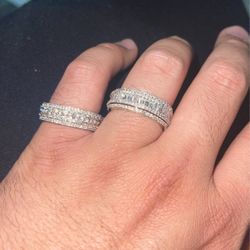 Men’s wedding ring diamond band 10KArAt real gold 10 KT 10K Baguette Diamante