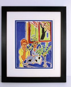 Henri Matisse Original 1948 "Two Girls in a Blue Interior" Heliogravure Framed + COA