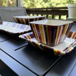 Pampered Chef Simple Additions Striped Service set