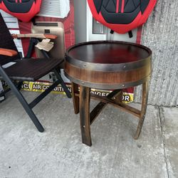 Rustic Handcrafted Oak Barrel End Table - Farmhouse Whiskey Barrel Side Table for Home Decor, Bourbon Coffee Table Furniture 