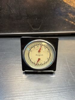 Vintage Airguide Thermometer Hygrometer Black Chrome Desk Gauge USA