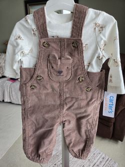 Brown Coveralls And Long Sleeve Shirt 