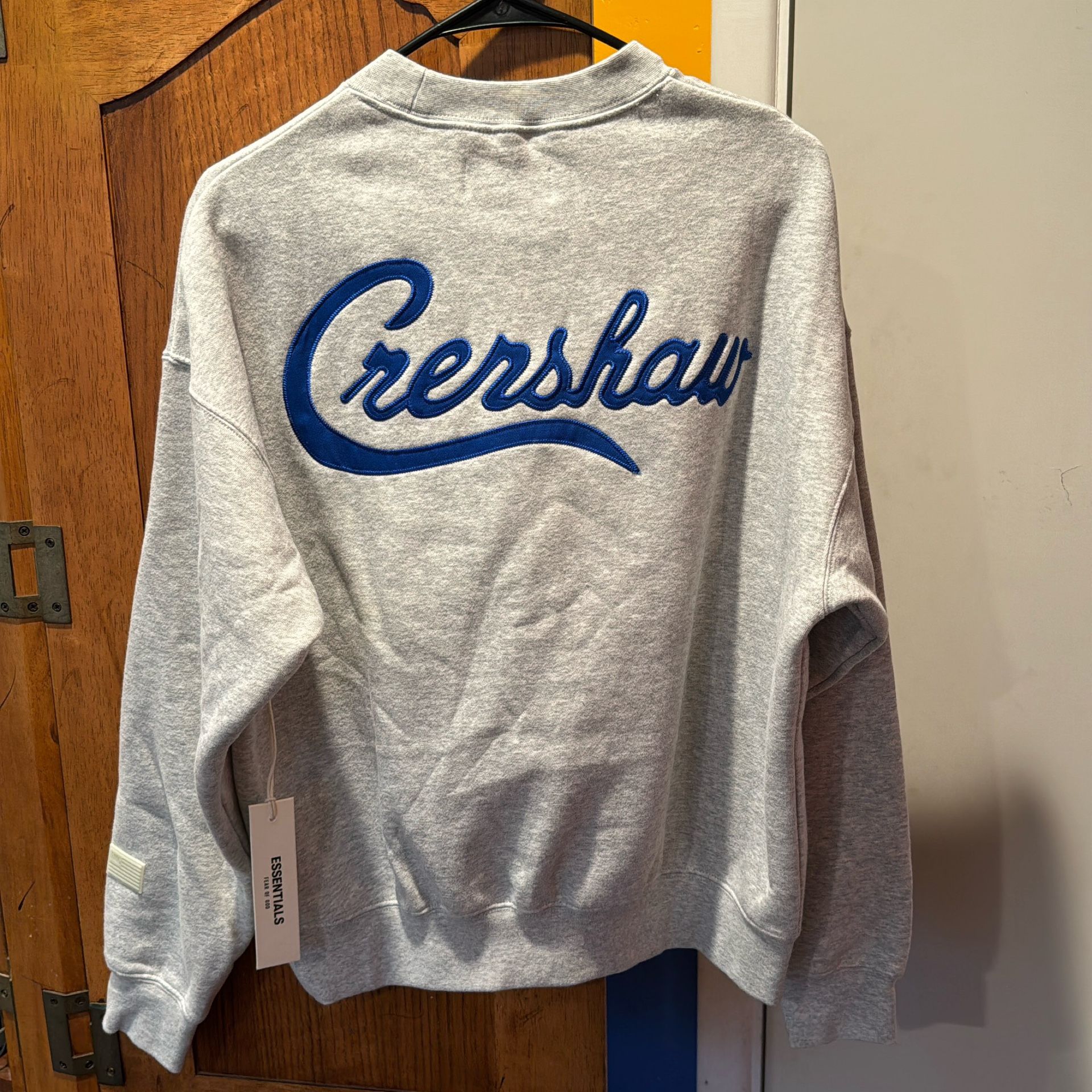 FEAR OF GOD FOG ESSENTIALS x TMC CRENSHAW CREWNECK SWEATSHIRT GREY BLUE NEW XXS