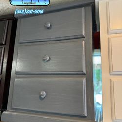 Grey Nightstand 3 Drawer Dresser Chest 
