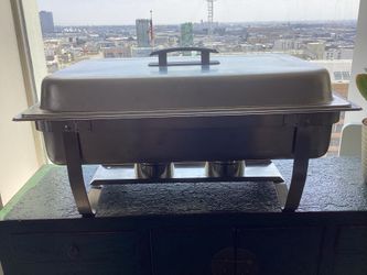 Winco 8qt Folding Stand, Stainless Steel Chafer Dish W/6 Sterno Cans. Super Bowl Buffet