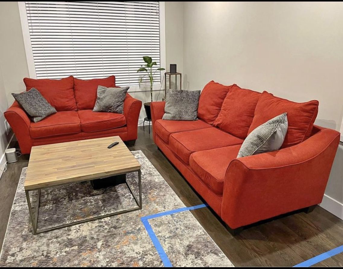 Sofa and loveseat-red
