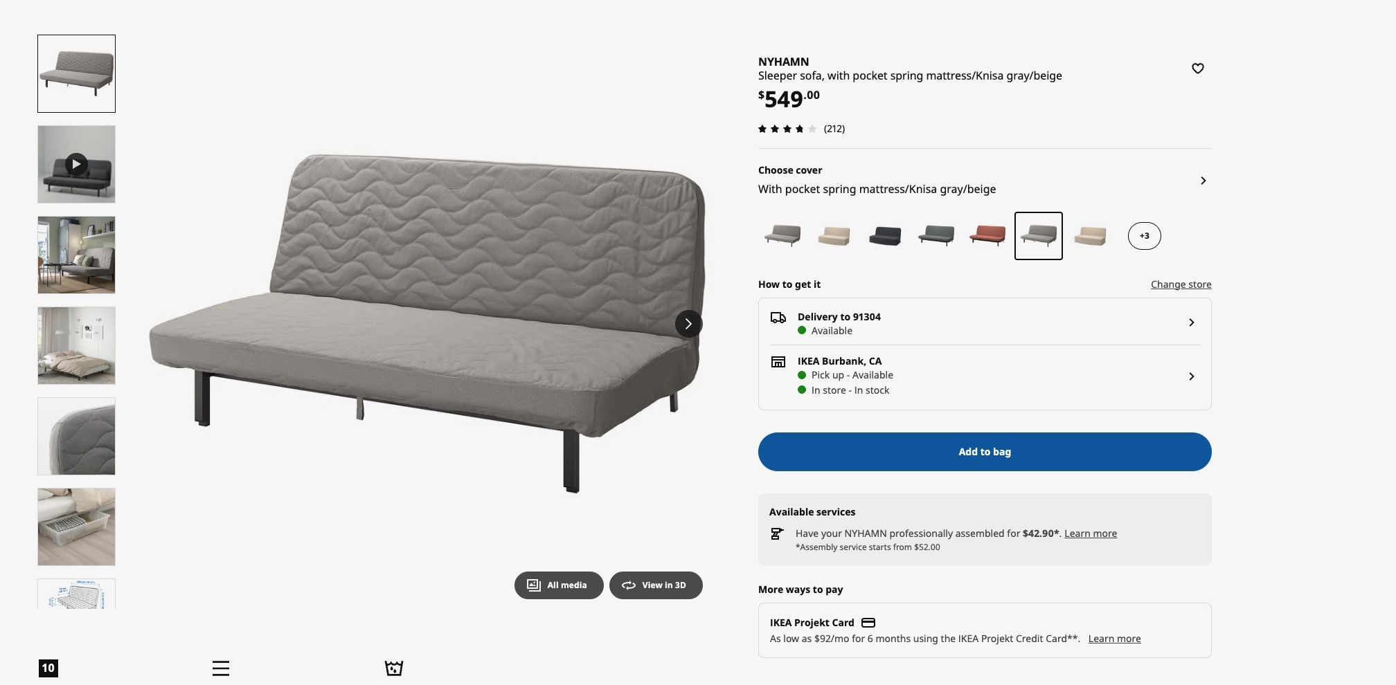 Ikea Futon Sleeper sofa (Nyham)