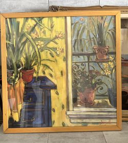 Vintage Z Gallerie Jae Dougall "Daffodils" Offset Lithograph Framed Art Poster 29" x 29"