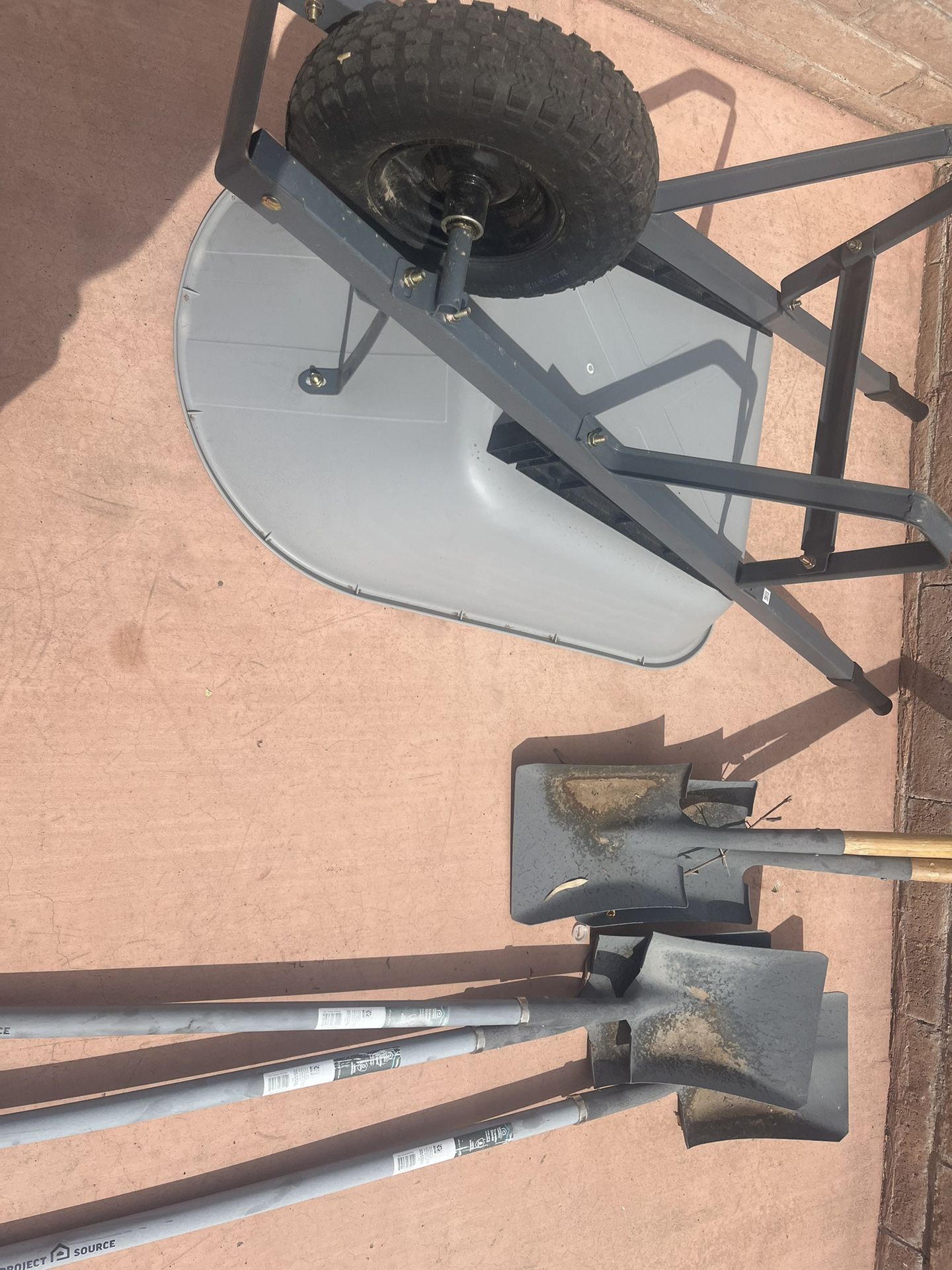 Brand New Wheel Barrow ‘ 5 Shovels