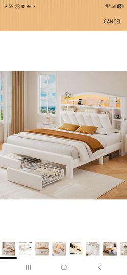 Jocoevol Full Size Bed Frame with LED Storage Headboard & 2 Storage Drawers, Velvet Upholstered Bed with Vertical Tufted Headboard Design, USB & Type-