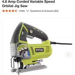 RYOBI 4.8 Amp Corded Variable Speed Orbital Jig Saw