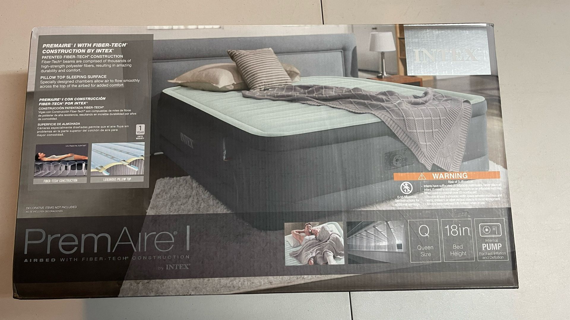 QUEEN INFLATABLE BED, Pillow Top with BUILT-IN INFLATOR Compare At $60