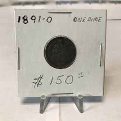 1891 O  Usa One Dime Silver 