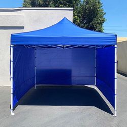 (NEW) $129 Heavy Duty White 10x10 ft Canopy with 3 Sidewalls EZ Popup Outdoor Gazebo, Carry Bag