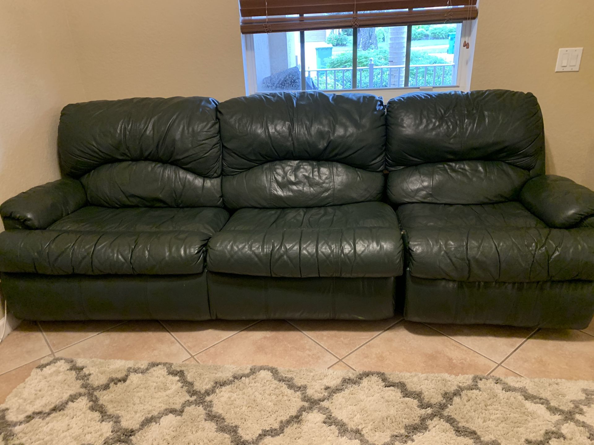 Leather Sofa Bed with Recliner