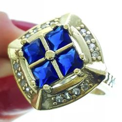 New Ring#8.5 Sapphire-Silver-925 Turkish handmade