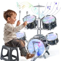 Kids Drum Set for Toddlers 1-3, Upgraded Jazz Drum Set for Kids