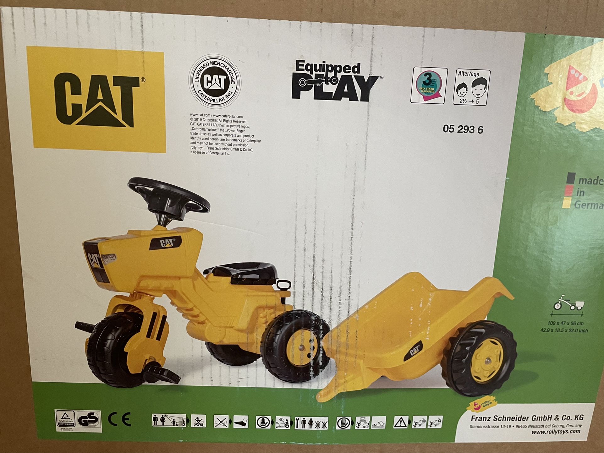 Kettler Rolly Toys Cat Wheel Tractor with Removable Hauling Trailer