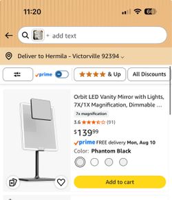 Orbit LED Vanity Mirror with Lights, 7X/1X Magnification,