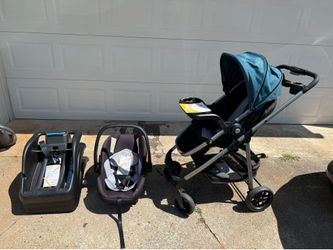Travel system w/ car seat, 3 bases, and stroller