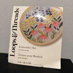 Loops & Threads Wildflowers Stamped Embroidery Kit – Complete Craft Set