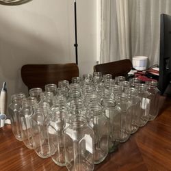 30+ CLEAR GLASS BOTTLES/JARS – BULK LOT – CANDLE/FLORAL/CRAFT USE