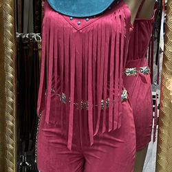 Fringe Romper/ set Vaquero 