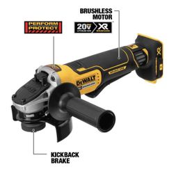 DEWALT 20V MAX XR Cordless Brushless 4.5 in. Paddle Switch Small Angle Grinder with Kickback Brake (Tool Only) - Model # DCG413B