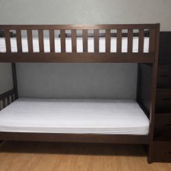 Twin Bunk Bed with Storage Stairs – Great Condition