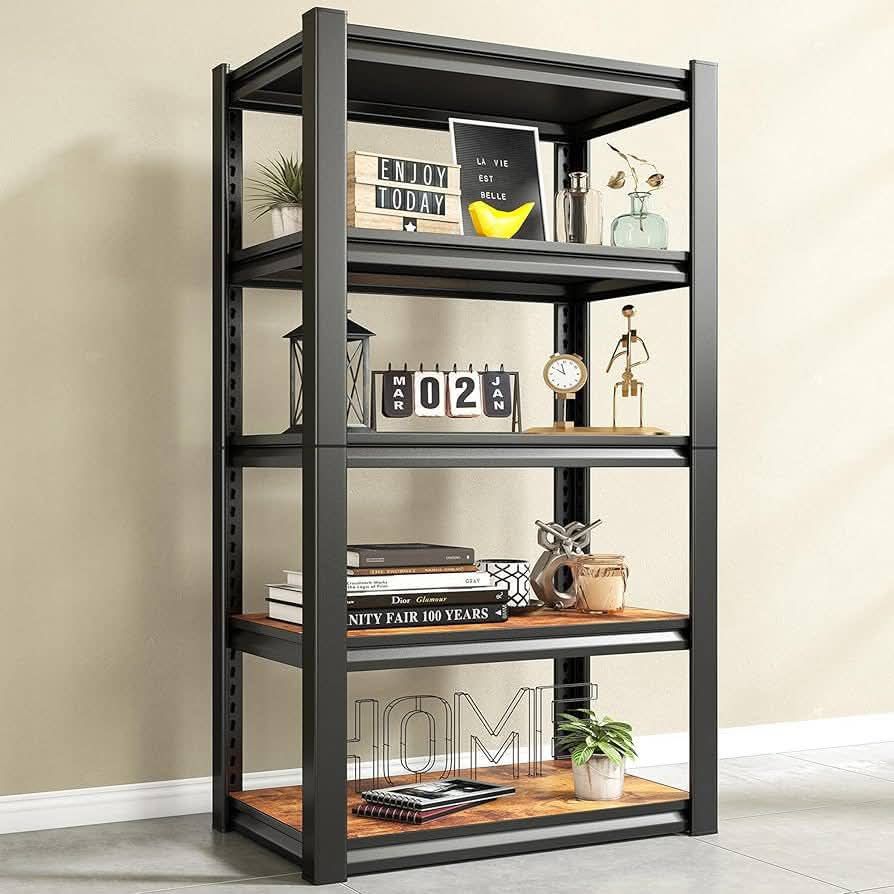 Garage Shelving 3000LBS Storage Shelves Adjustable Metal Shelving Heavy Duty 5 Tier Metal Shelves for Closet Kitchen Pantry 60''H X 24.5''W X 16.5''D