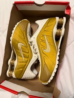 Nike Shox Gold and White Sneakers