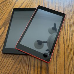 2 Amazon Kindle Fire HD 8 (7th Generation) Tablet Ebook Readers, Wi-Fi, 8in - Red And Black