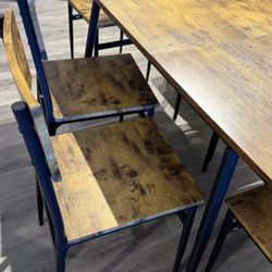 Wooden Dining Table With 7 Chairs 